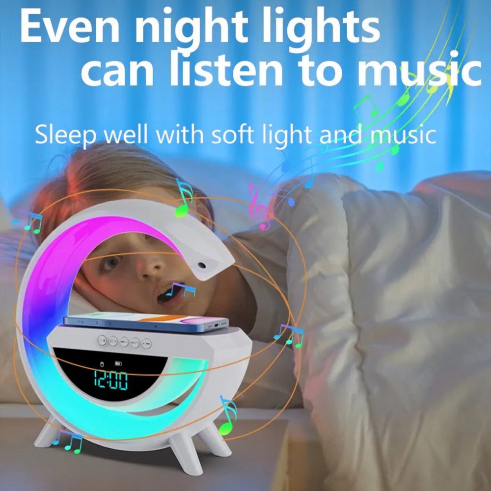 ساعة LED متعددة الوظائف مع مكبر صوت ومصباح G 